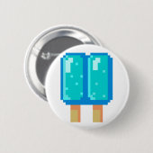 Badge Rond 5 Cm Bouton à 8 bits bleu d'art de pixel de Popsicle (Devant & derrière)