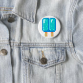 Badge Rond 5 Cm Bouton à 8 bits bleu d'art de pixel de Popsicle (En situation)