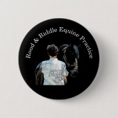 Badge Rond 5 Cm Bouton à épingle foncée du cheval (Devant)