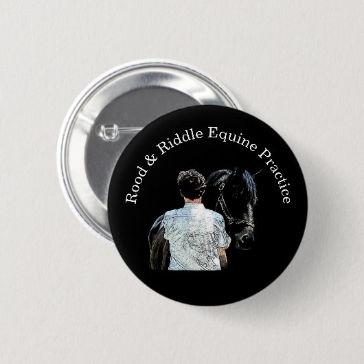 Badge Rond 5 Cm Bouton à épingle foncée du cheval (Devant & derrière)