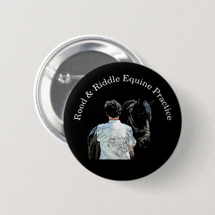 Badge Rond 5 Cm Bouton à épingle foncée du cheval