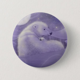 Badge Rond 5 Cm Bouton à épingler Ours polaire et ourson Gentil Hi