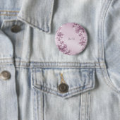 Badge Rond 5 Cm Bouton à feuillage floral rose (En situation)