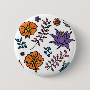 Badge Rond 5 Cm Bouton à motif floral