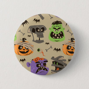 Badge Rond 5 Cm Bouton à motif vintage Halloween