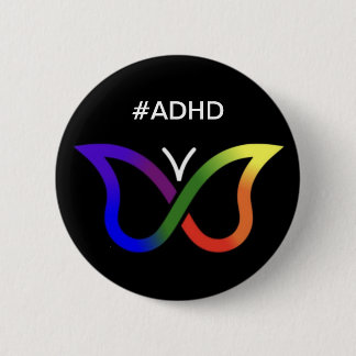 Badge Rond 5 Cm Bouton #ADHD Butterfly Neurodiversity Badton