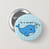 Badge Rond 5 Cm Bouton adorable de Kawaii Narwhal (Devant & derrière)