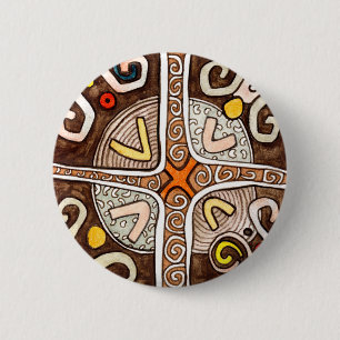 Badge Rond 5 Cm Bouton africain de style