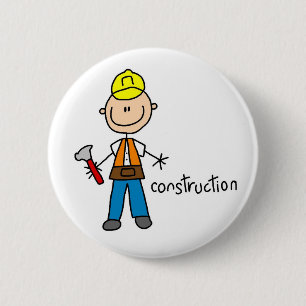 Badge Rond 5 Cm Bouton aimanté ouvrier de construction