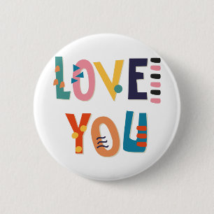 Badge Rond 5 Cm Bouton Aimer