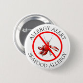 Badge Rond 5 Cm Bouton Alerte d'allergie aux fruits de mer (Devant & derrière)