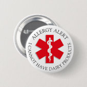 Badge Rond 5 Cm Bouton Alerte d'allergie LAITIÈRE sévère (Devant & derrière)