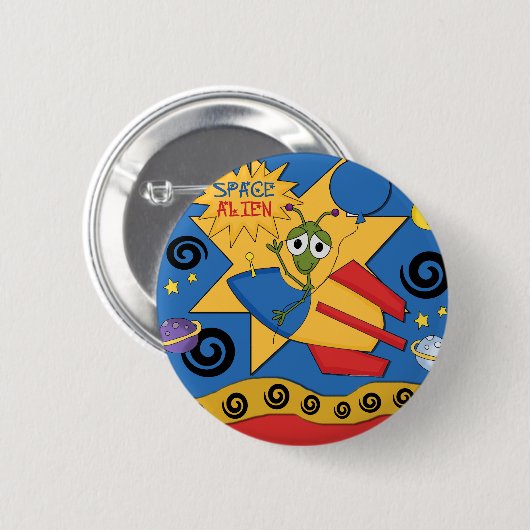 Badge Rond 5 Cm Bouton Alien Espace (Devant & derrière)