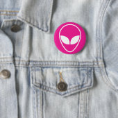 Badge Rond 5 Cm Bouton Alien rose, geek (En situation)