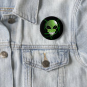 Badge Rond 5 Cm Bouton alien vert (En situation)