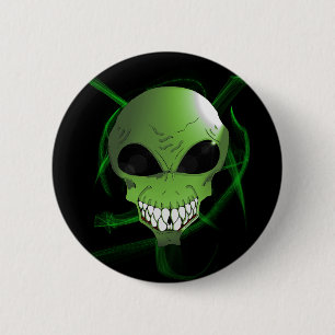 Badge Rond 5 Cm Bouton alien vert