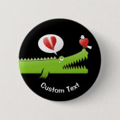 Badge Rond 5 Cm Bouton Alligator dans l'amour (Devant)