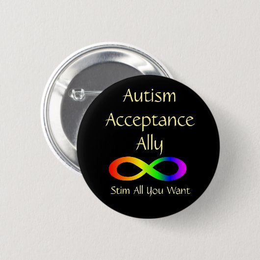 Badge Rond 5 Cm Bouton Ally Acceptation de l'autisme (Devant & derrière)