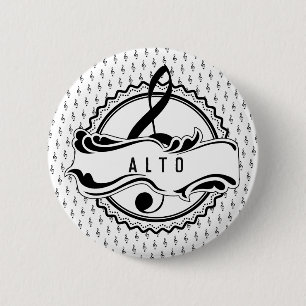 Badge Rond 5 Cm Bouton Alto Singer Musical Note