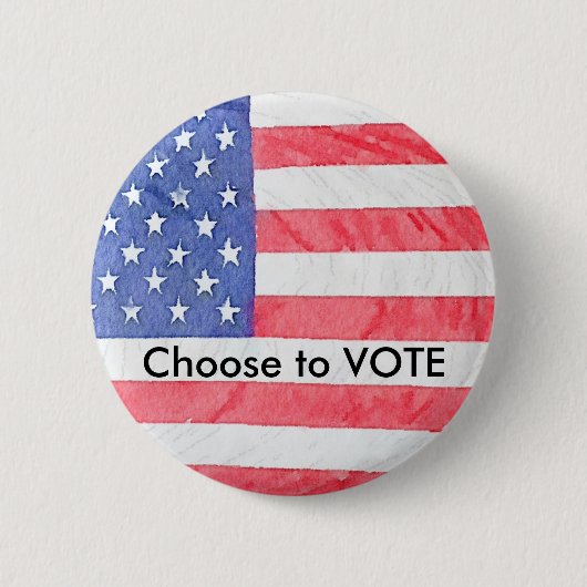 Badge Rond 5 Cm Bouton American Flag USA "Choisissez de voter" (Devant)