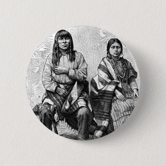 Badge Rond 5 Cm Bouton Amérindiens (Devant)