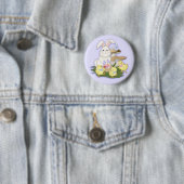 Badge Rond 5 Cm Bouton Amis de Pâques (En situation)