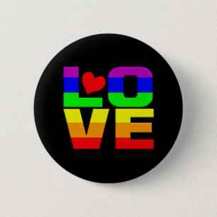 Badge Rond 5 Cm Bouton Amour arc-en-ciel