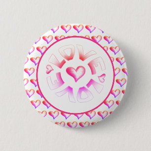 Badge Rond 5 Cm Bouton Amour Bright Hearts