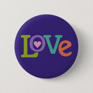 Badge Rond 5 Cm Bouton Amour coloré