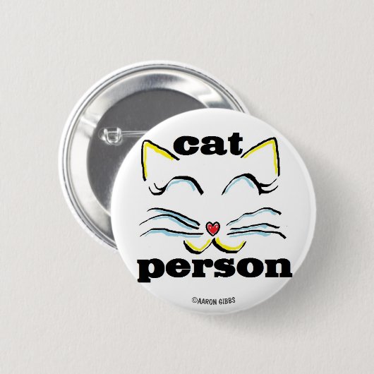 Badge Rond 5 Cm Bouton Amoureux des chats de personne de chat (Devant & derrière)