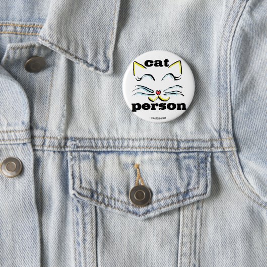 Badge Rond 5 Cm Bouton Amoureux des chats de personne de chat (En situation)