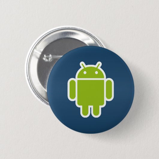 Badge Rond 5 Cm Bouton androïde bleu (Devant & derrière)