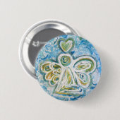 Badge Rond 5 Cm Bouton Angel bleu or (Devant & derrière)