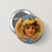Badge Rond 5 Cm Bouton Angel Et Étoiles (Devant & derrière)