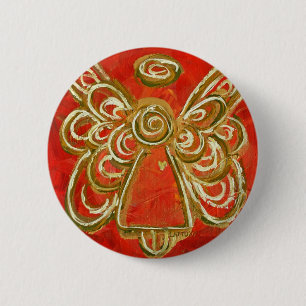 Badge Rond 5 Cm Bouton Angel rouge