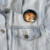 Badge Rond 5 Cm Bouton animal d'art "de Fox somnolent" (En situation)