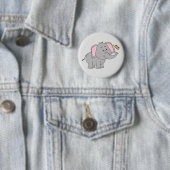Badge Rond 5 Cm Bouton Animé d'éléphant (En situation)