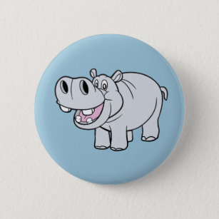 Badge Rond 5 Cm Bouton Animé d'hippopotame