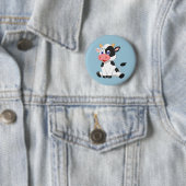 Badge Rond 5 Cm Bouton Animé mignon de vache (En situation)