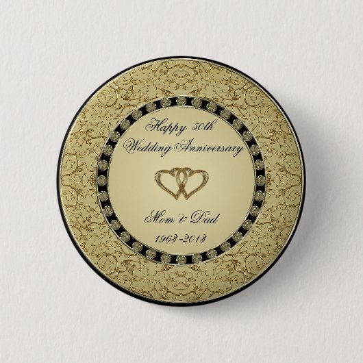 Badge Rond 5 Cm Bouton Anniversaire Mariage d'or (Devant)