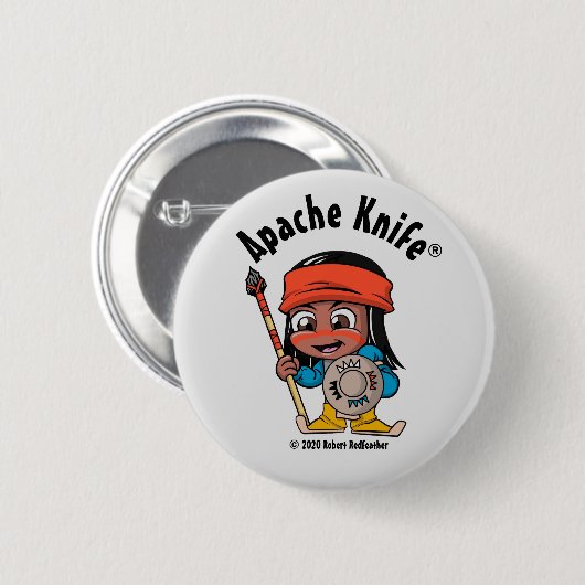 Badge Rond 5 Cm Bouton Apache Knife®™ Apache Kid 4.B (Devant & derrière)