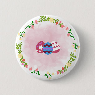 Badge Rond 5 Cm Bouton Aquarelle Oeuf de Pâques