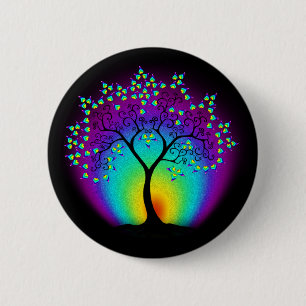 Badge Rond 5 Cm Bouton Arborescence arc-en-ciel de la vie