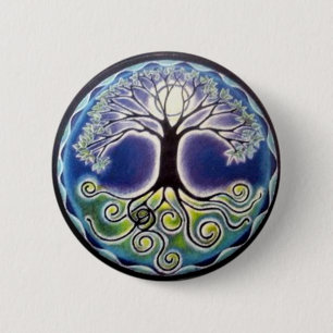 Badge Rond 5 Cm Bouton Arborescence de la Pleine lune de vie