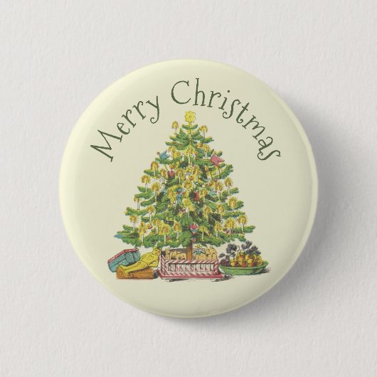 Badge Rond 5 Cm Bouton Arbre de Noël à l'ancienne (Devant)