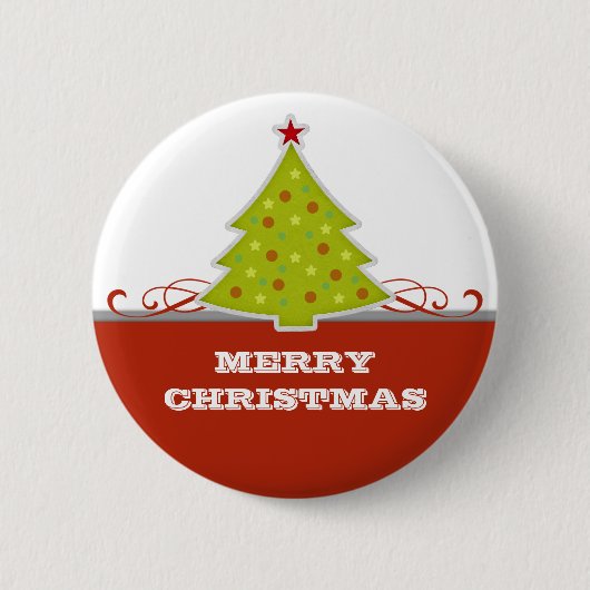 Badge Rond 5 Cm Bouton Arbre de Noël lunaire (Devant)