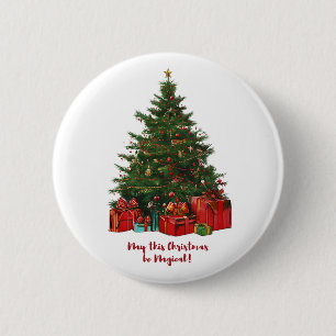 Badge Rond 5 Cm Bouton Arbre de Noël magique