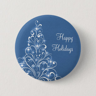 Badge Rond 5 Cm Bouton Arbre de Vacances Parkly, Bleu
