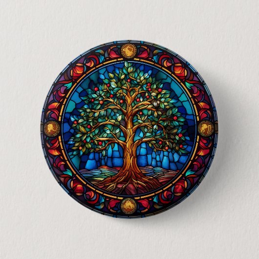 Badge Rond 5 Cm Bouton Arbre de vie (Devant)