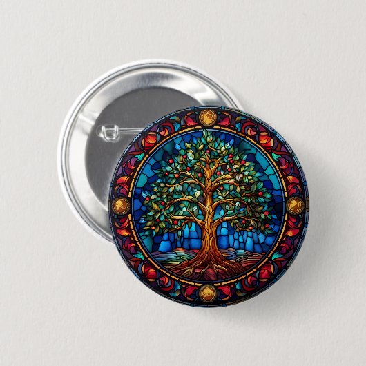 Badge Rond 5 Cm Bouton Arbre de vie (Devant & derrière)